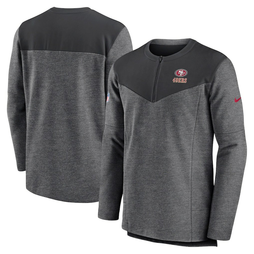 San Francisco 49ers Sideline Lockup Performance Quarter-Zip Top Charcoal - Nike
