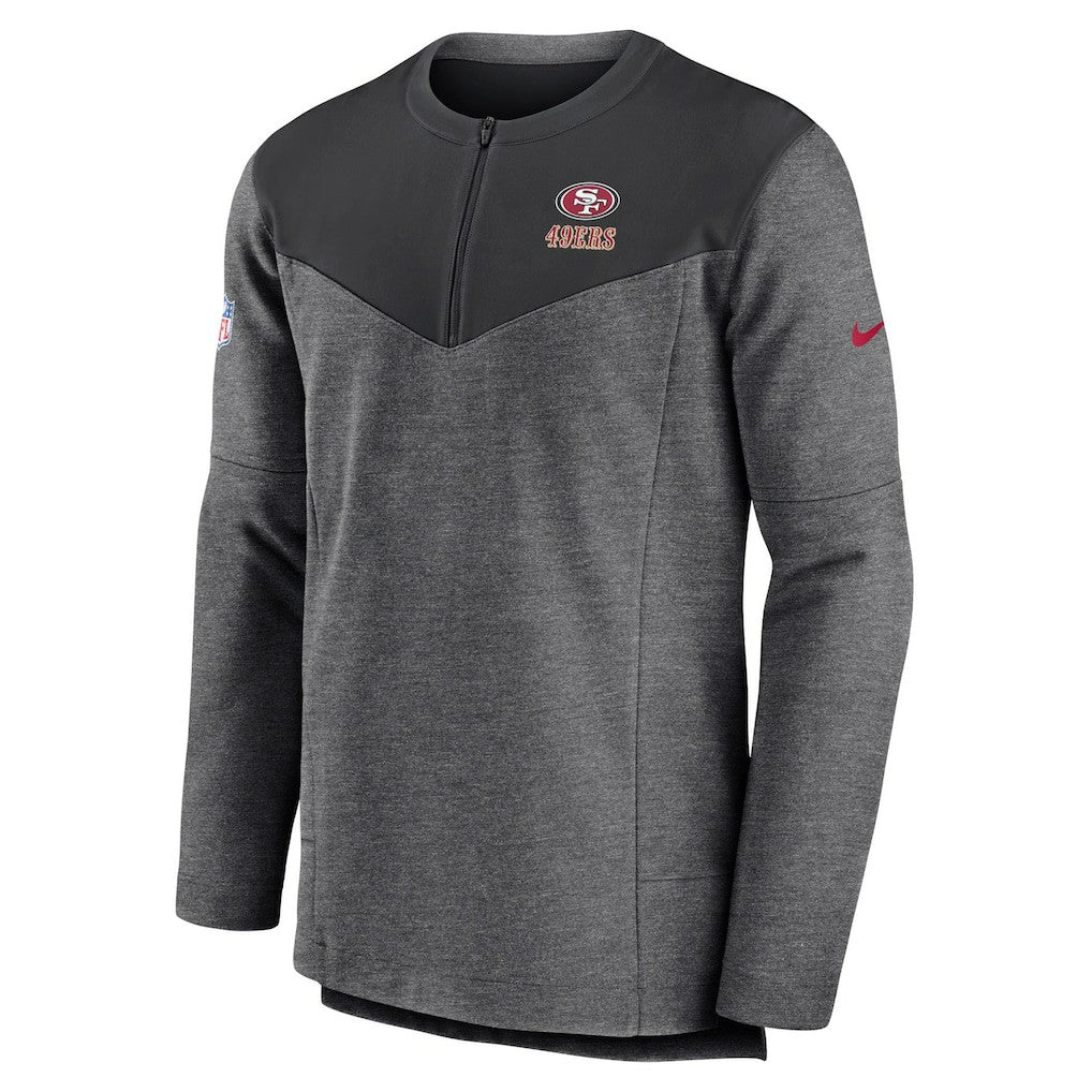 San Francisco 49ers Sideline Lockup Performance Quarter-Zip Top Charcoal - Nike