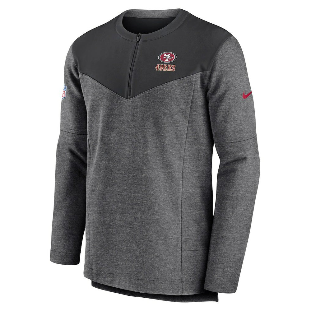 San Francisco 49ers Sideline Lockup Performance Quarter-Zip Top Charcoal - Nike