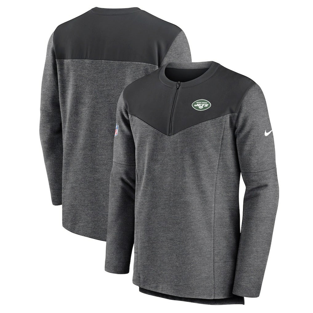New York Jets Sideline Lockup Performance Quarter-Zip Top Charcoal - Nike