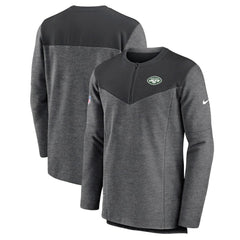 New York Jets Sideline Lockup Performance Quarter-Zip Top Charcoal - Nike