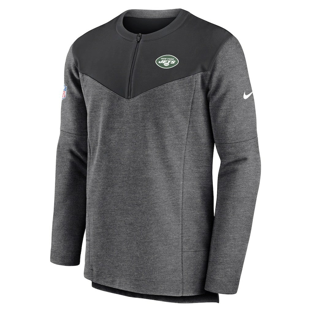 New York Jets Sideline Lockup Performance Quarter-Zip Top Charcoal - Nike