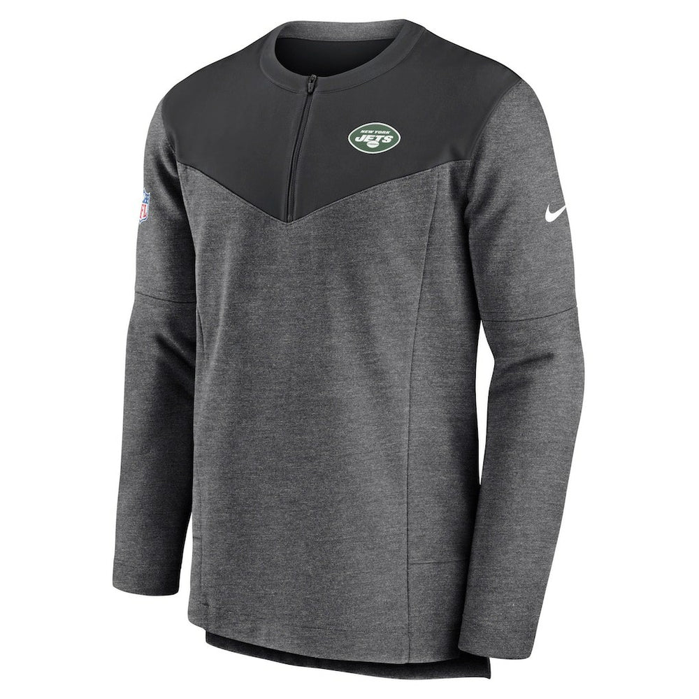 New York Jets Sideline Lockup Performance Quarter-Zip Top Charcoal - Nike