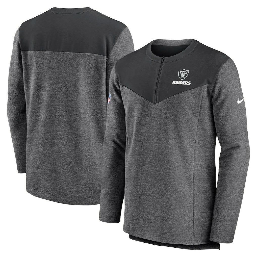 Las Vegas Raiders Sideline Lockup Performance Quarter-Zip Top Charcoal - Nike