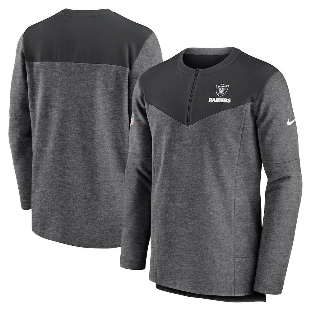 Las Vegas Raiders Sideline Lockup Performance Quarter-Zip Top Charcoal - Nike