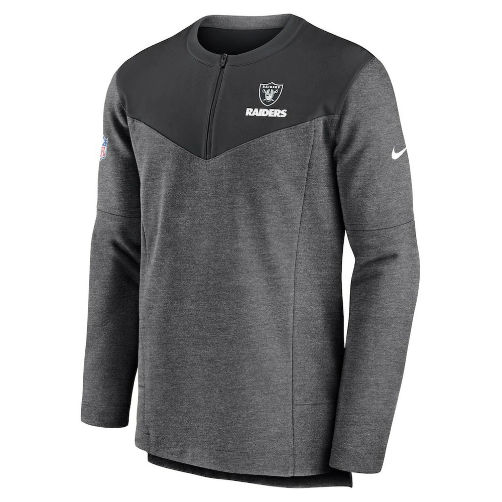 Las Vegas Raiders Sideline Lockup Performance Quarter-Zip Top Charcoal - Nike