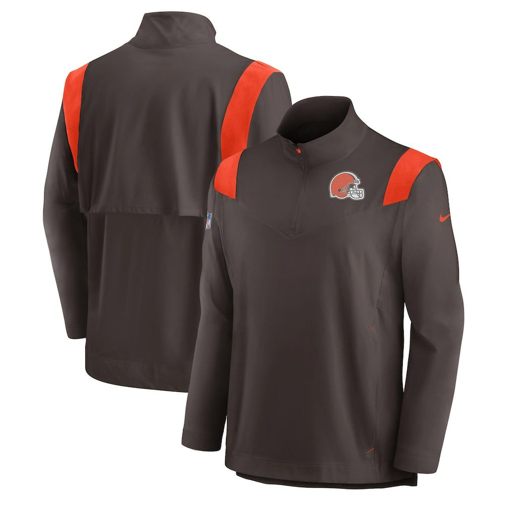 Cleveland Browns Sideline Coach Chevron Lockup Quarter-Zip Long Sleeve Top Brown - Nike