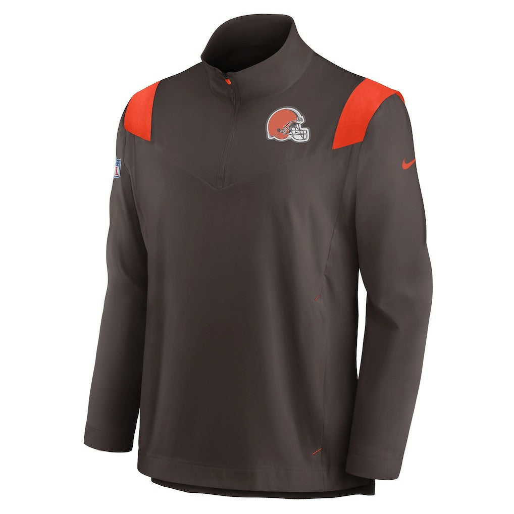Cleveland Browns Sideline Coach Chevron Lockup Quarter-Zip Long Sleeve Top Brown - Nike