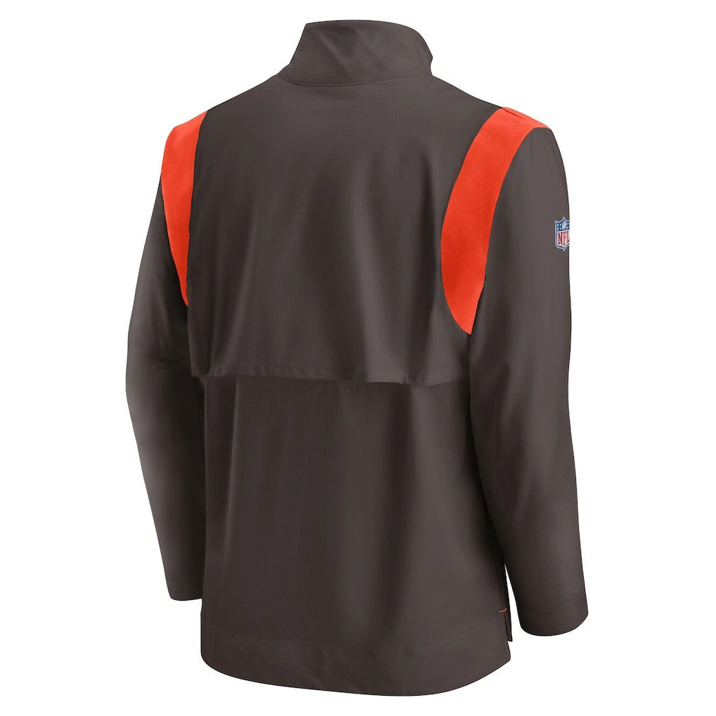 Cleveland Browns Sideline Coach Chevron Lockup Quarter-Zip Long Sleeve Top Brown - Nike
