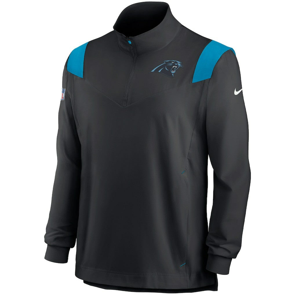 Carolina Panthers Sideline Coach Chevron Lockup Quarter-Zip Long Sleeve Top Black - Nike