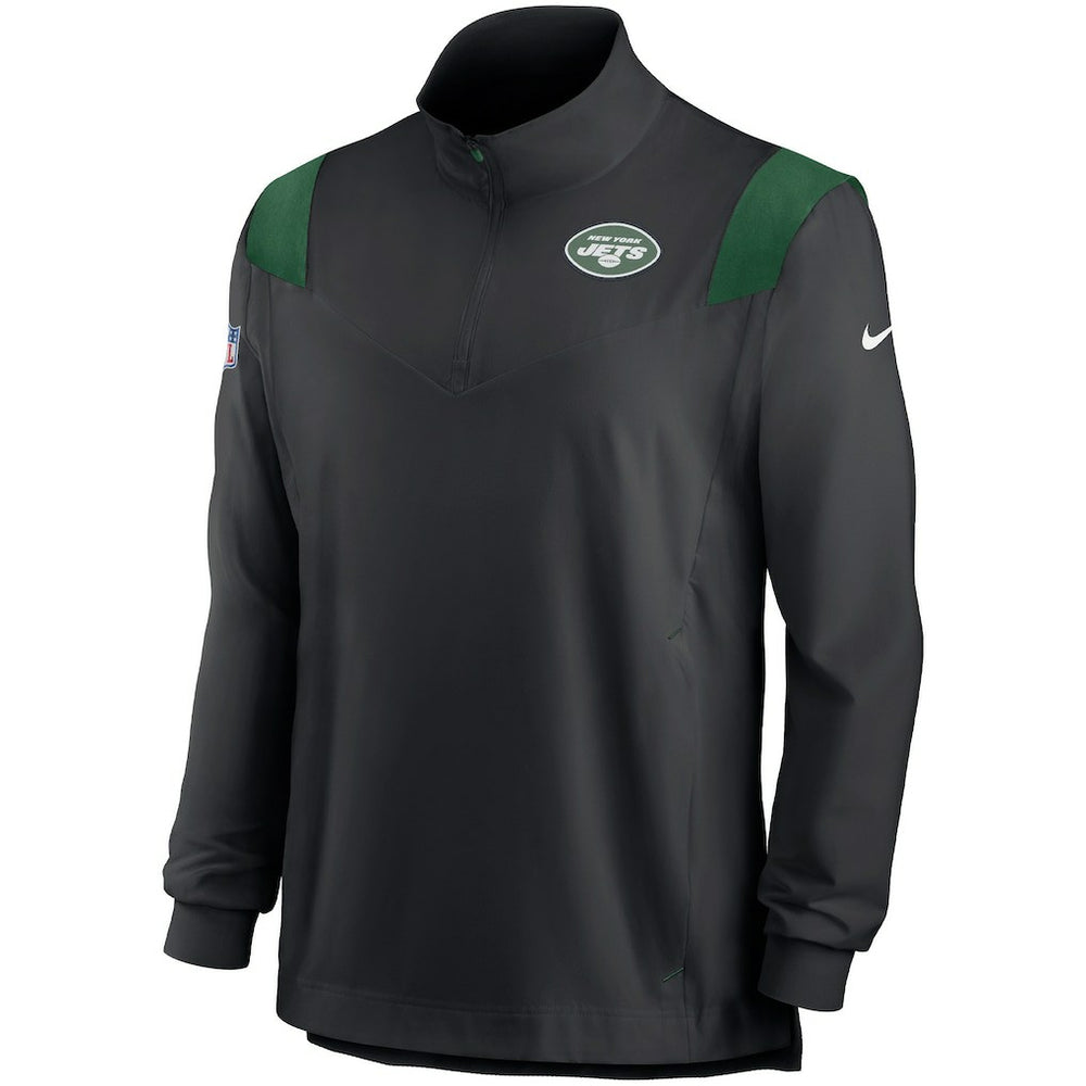 New York Jets Sideline Coach Chevron Lockup Quarter-Zip Long Sleeve Top Black - Nike