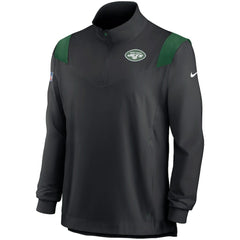 New York Jets Sideline Coach Chevron Lockup Quarter-Zip Long Sleeve Top Black - Nike