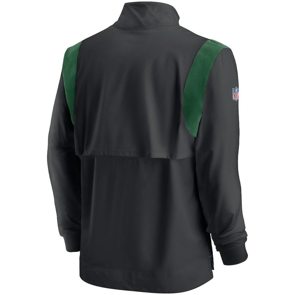 New York Jets Sideline Coach Chevron Lockup Quarter-Zip Long Sleeve Top Black - Nike