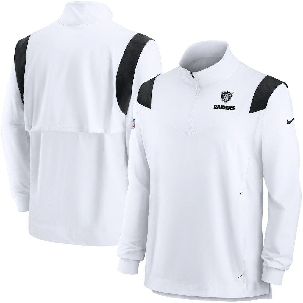 Las Vegas Raiders Sideline Coach Chevron Lockup Quarter-Zip Long Sleeve Top White - Nike