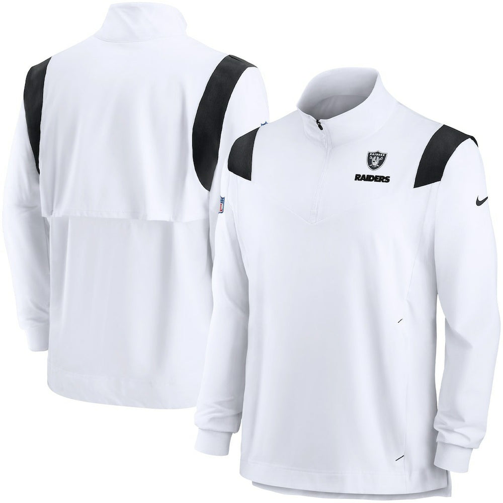 Las Vegas Raiders Sideline Coach Chevron Lockup Quarter-Zip Long Sleeve Top White - Nike