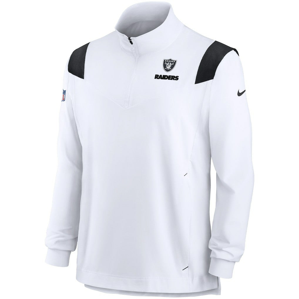 Las Vegas Raiders Sideline Coach Chevron Lockup Quarter-Zip Long Sleeve Top White - Nike