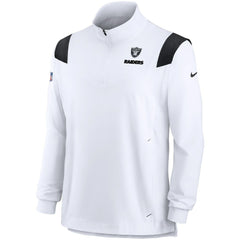 Las Vegas Raiders Sideline Coach Chevron Lockup Quarter-Zip Long Sleeve Top White - Nike