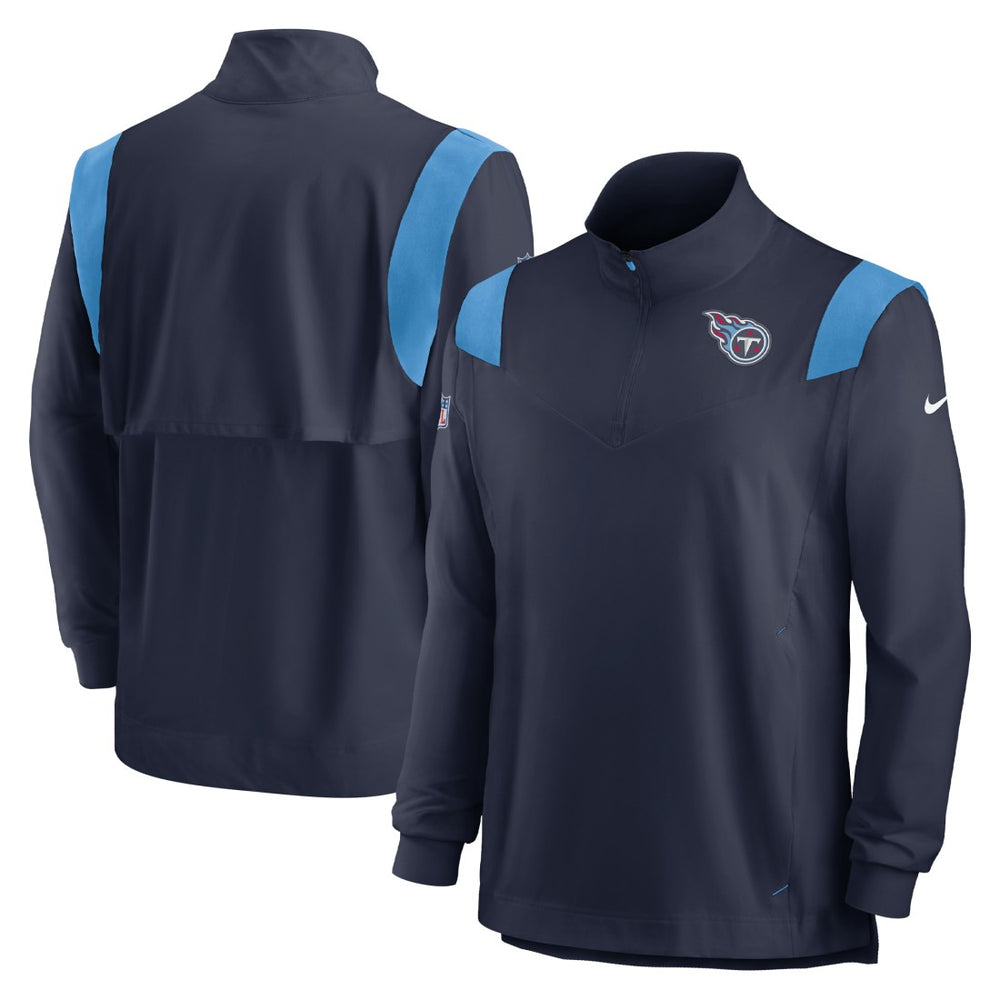 Tennessee Titans Sideline Coach Chevron Lockup Quarter-Zip Long Sleeve Top Navy - Nike