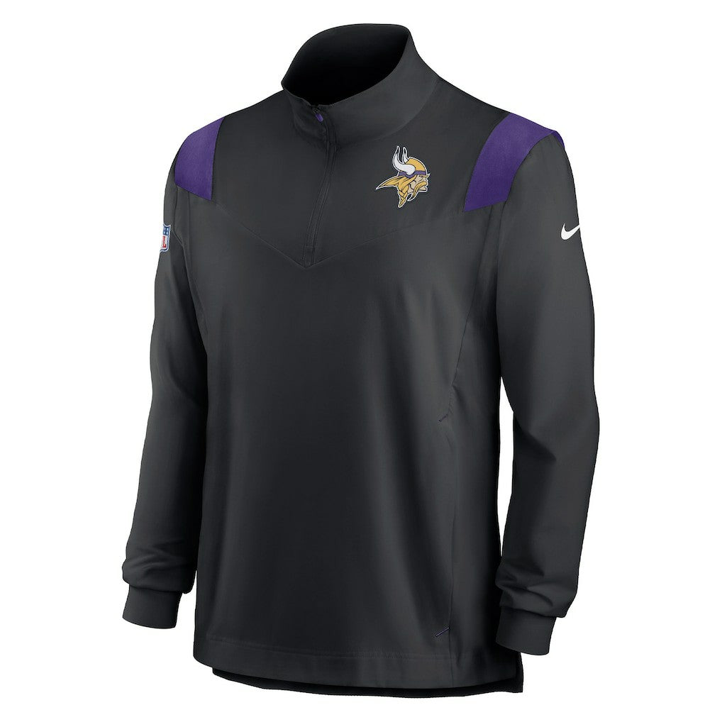 Minnesota Vikings Sideline Coach Chevron Lockup Quarter-Zip Long Sleeve Top Black - Nike
