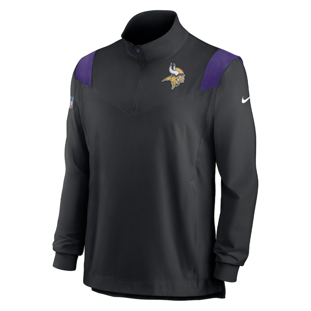 Minnesota Vikings Sideline Coach Chevron Lockup Quarter-Zip Long Sleeve Top Black - Nike