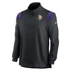 Minnesota Vikings Sideline Coach Chevron Lockup Quarter-Zip Long Sleeve Top Black - Nike