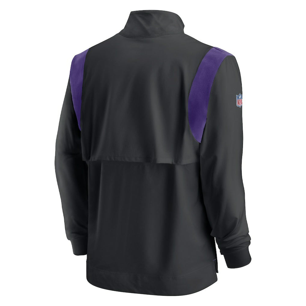 Minnesota Vikings Sideline Coach Chevron Lockup Quarter-Zip Long Sleeve Top Black - Nike