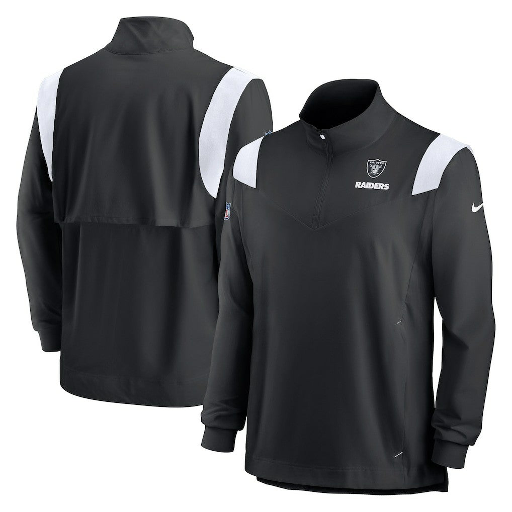 Las Vegas Raiders Sideline Coach Chevron Lockup Quarter-Zip Long Sleeve Top Black - Nike