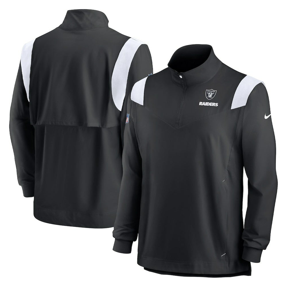 Las Vegas Raiders Sideline Coach Chevron Lockup Quarter-Zip Long Sleeve Top Black - Nike