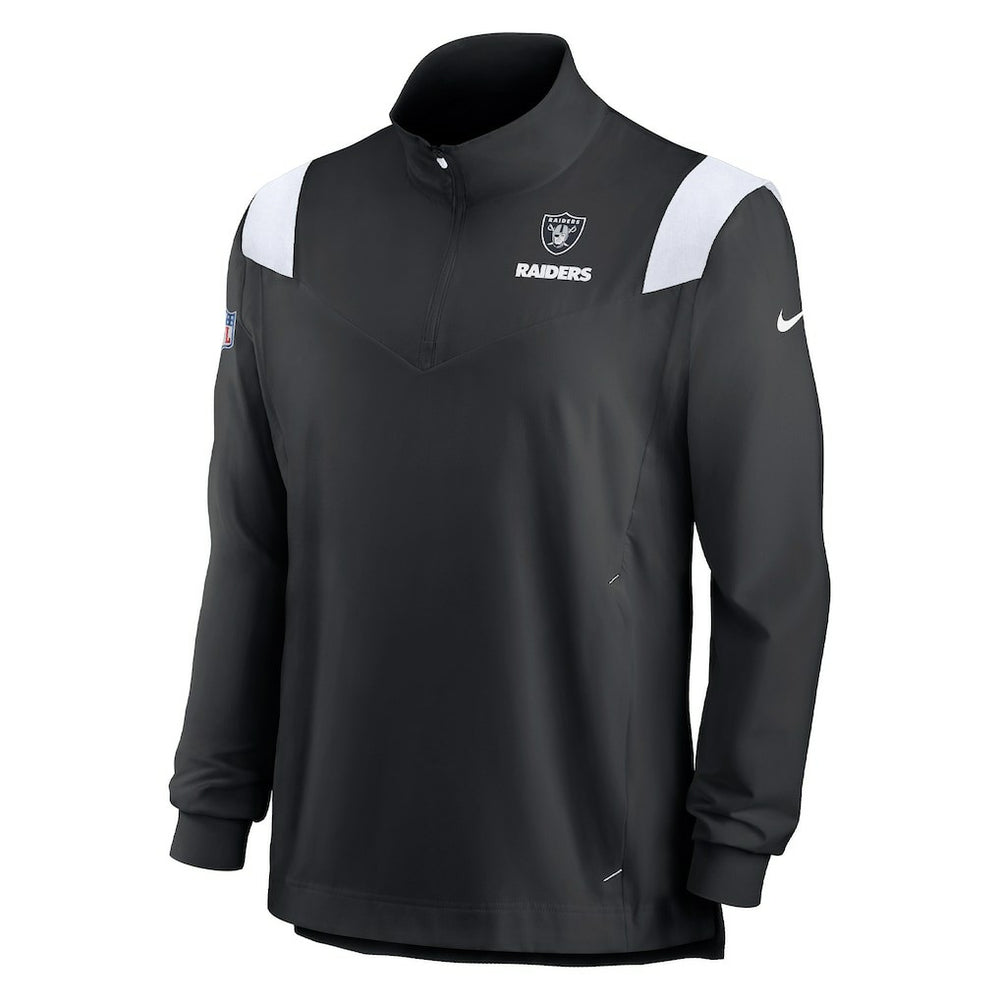 Las Vegas Raiders Sideline Coach Chevron Lockup Quarter-Zip Long Sleeve Top Black - Nike