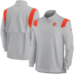 Cleveland Browns Sideline Coach Chevron Lockup Quarter-Zip Long Sleeve Top Gray - Nike