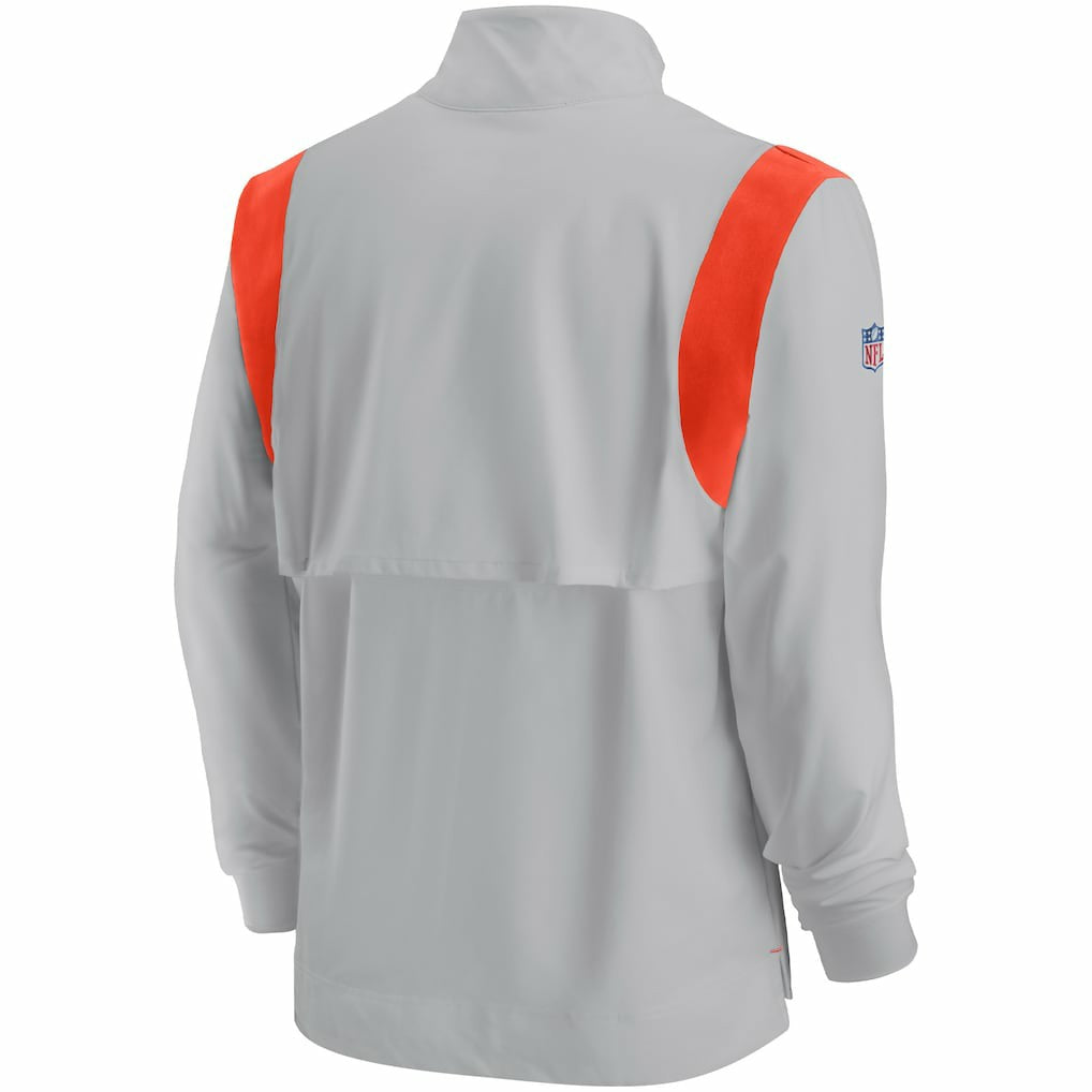 Cleveland Browns Sideline Coach Chevron Lockup Quarter-Zip Long Sleeve Top Gray - Nike