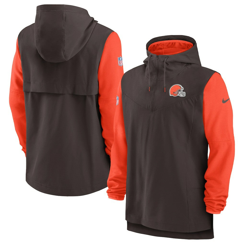 Cleveland Browns Sideline Player Quarter-Zip Hoodie Brown/Orange - Nike