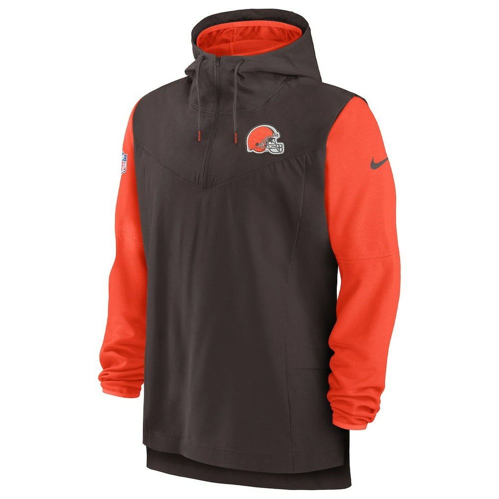 Cleveland Browns Sideline Player Quarter-Zip Hoodie Brown/Orange - Nike