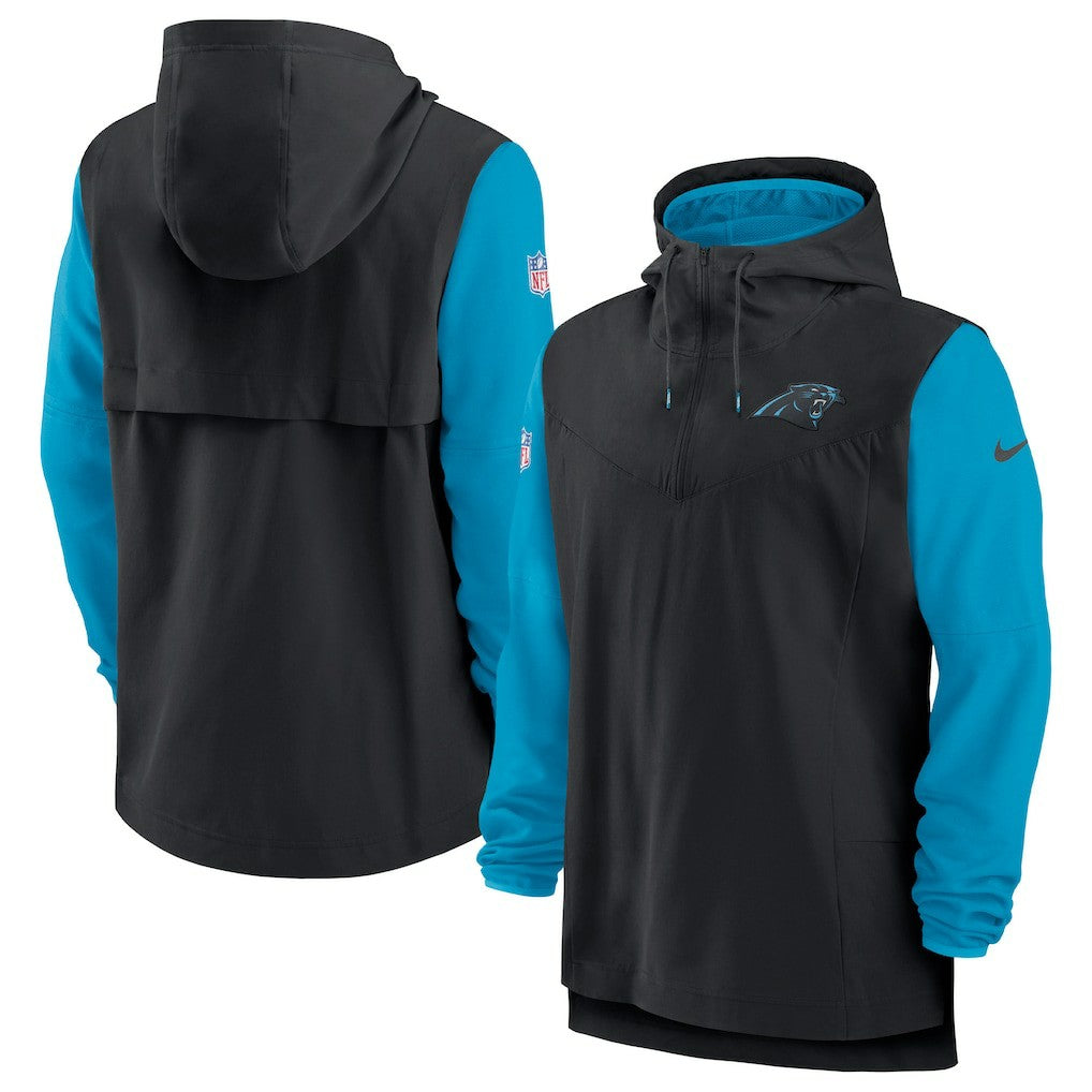 Carolina Panthers Sideline Player Quarter-Zip Hoodie Black/Blue - Nike