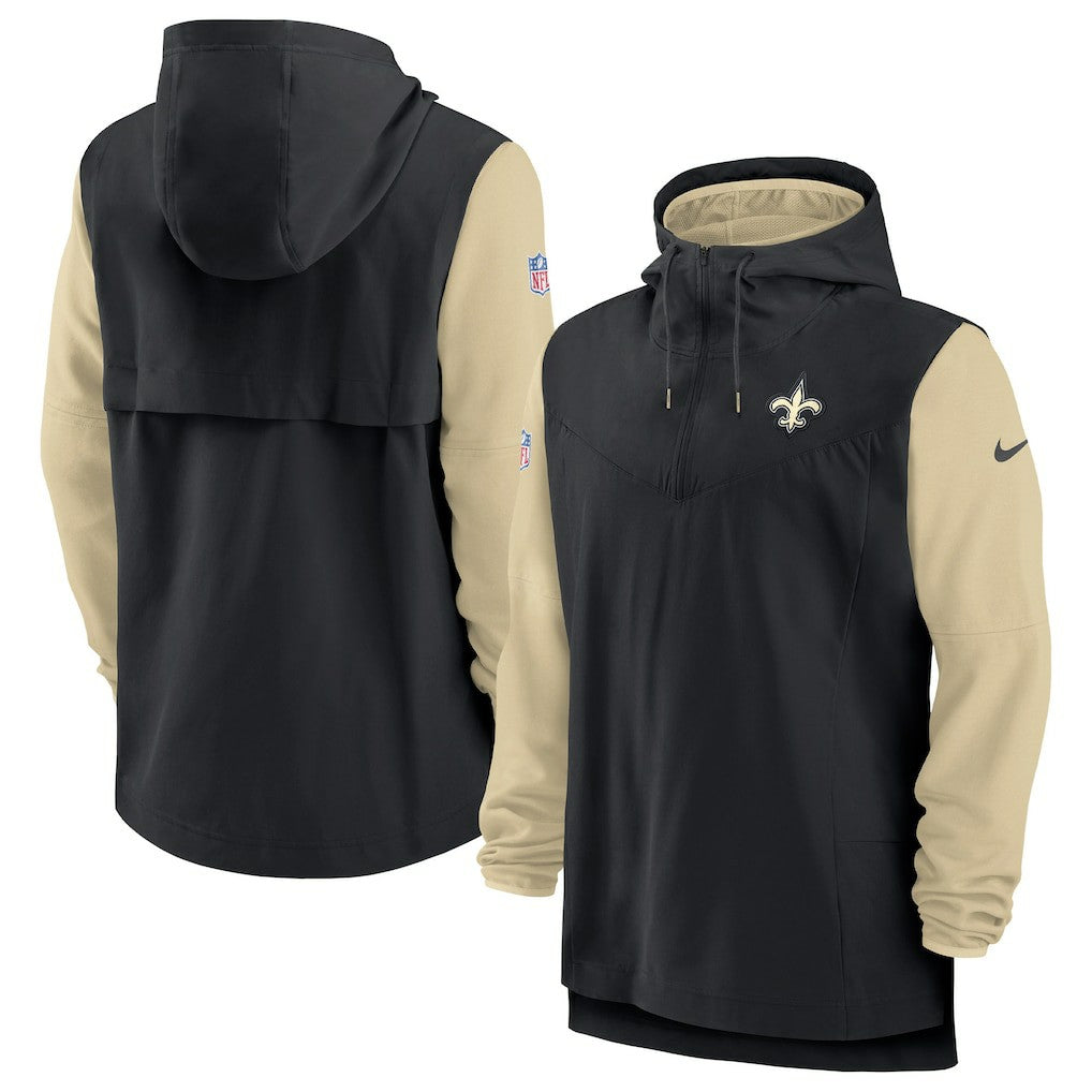 New Orleans Saints Sideline Player Quarter-Zip Hoodie Black/Gold - Nike