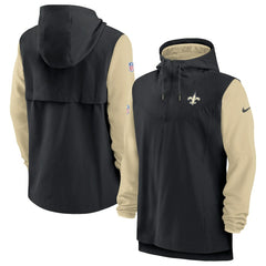 New Orleans Saints Sideline Player Quarter-Zip Hoodie Black/Gold - Nike