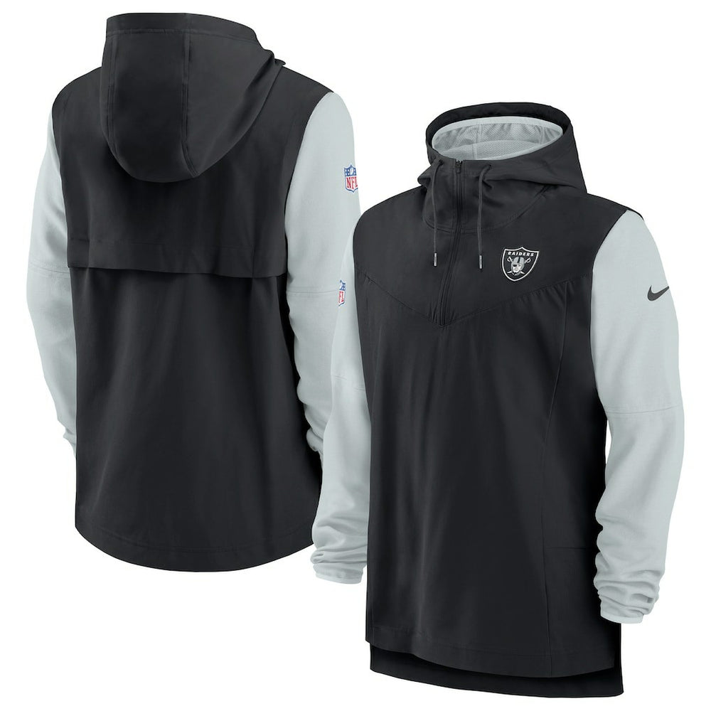 Las Vegas Raiders Sideline Player Quarter-Zip Hoodie Jacket Black/Silver - Nike