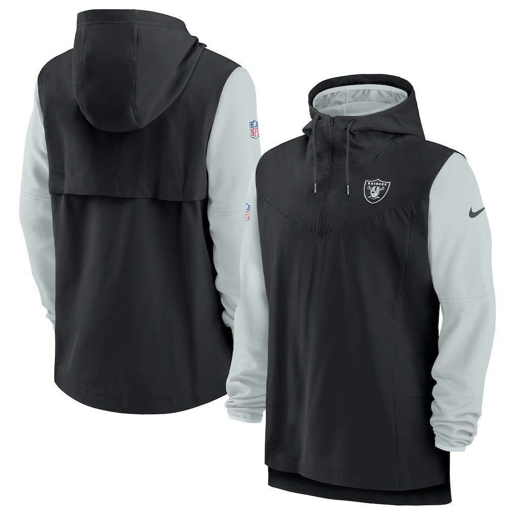 Las Vegas Raiders Sideline Player Quarter-Zip Hoodie Jacket Black/Silver - Nike