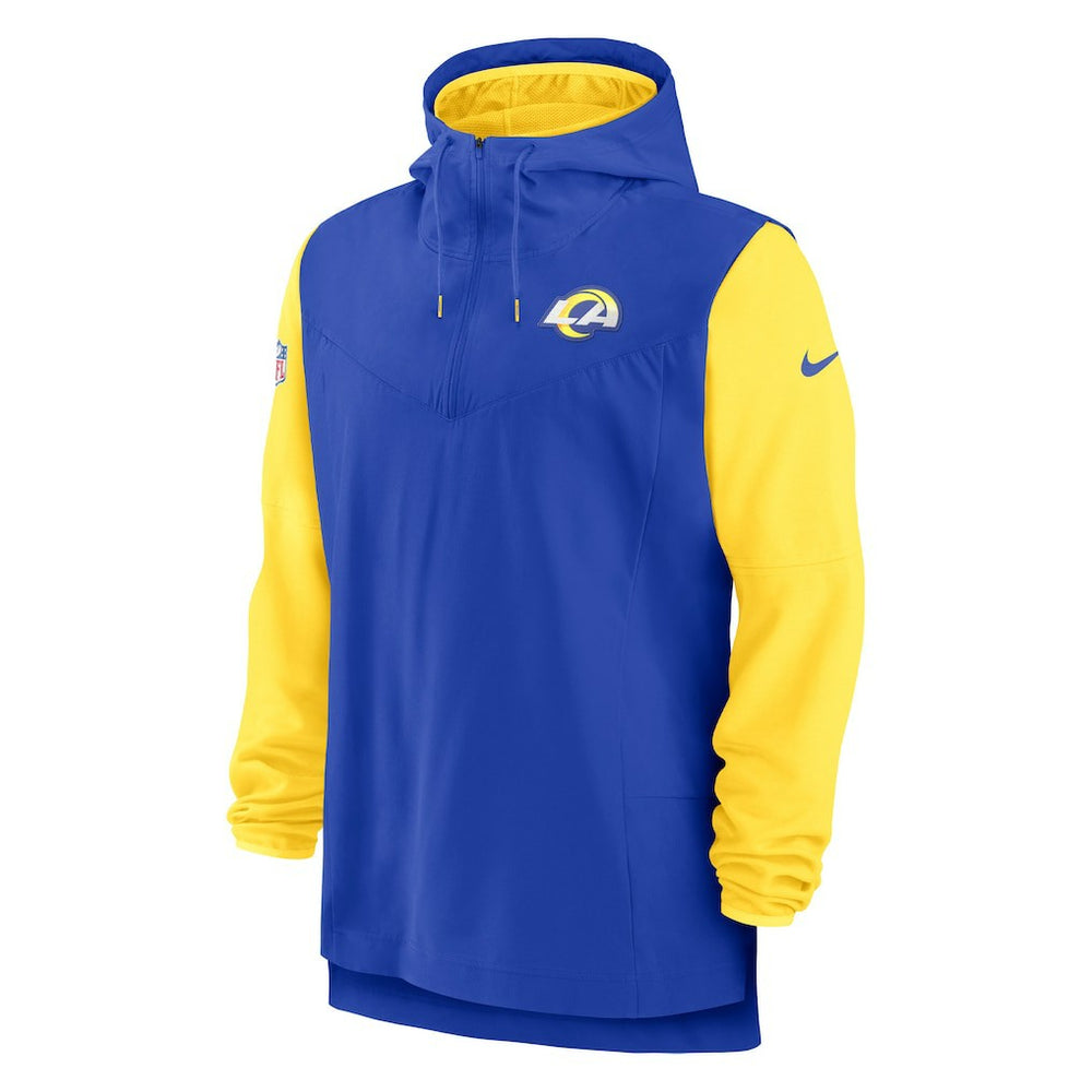 Los Angeles Rams Sideline Player Quarter-Zip Hoodie Jacket Royal/Gold - Nike