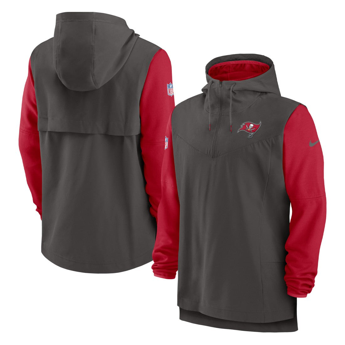Tampa Bay Buccaneers Sideline Player Quarter-Zip Hoodie Pewter/Red - Nike