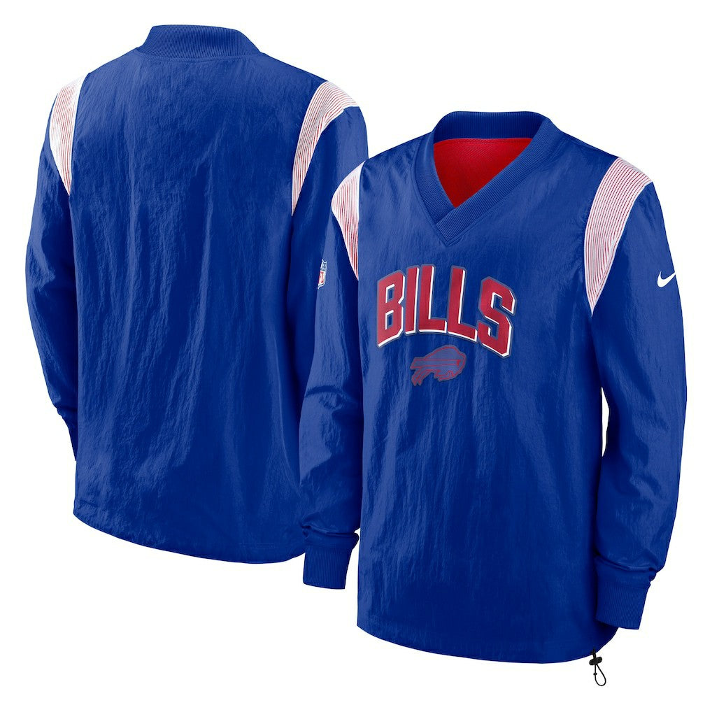 Buffalo Bills Sideline Athletic Stack V-Neck Pullover Windshirt Jacket Royal - Nike