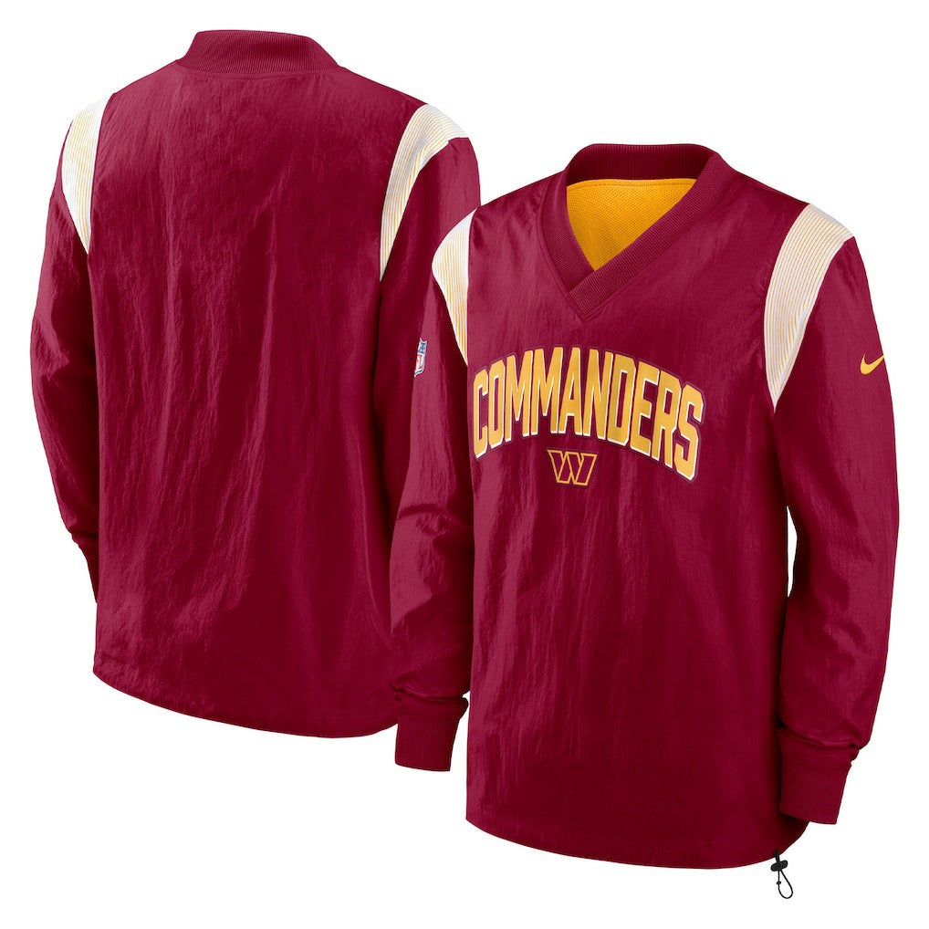 Washington Commanders Sideline Athletic Stack V-Neck Pullover Windshirt Jacket Burgundy - Nike