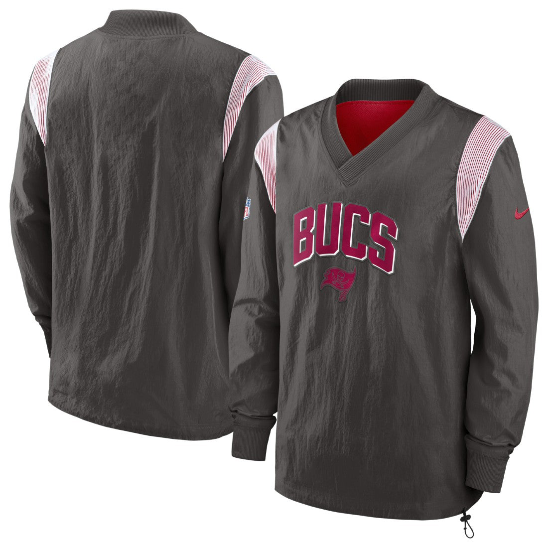 Tampa Bay Buccaneers Sideline Athletic Stack V-Neck Pullover Windshirt Jacket Pewter - Nike