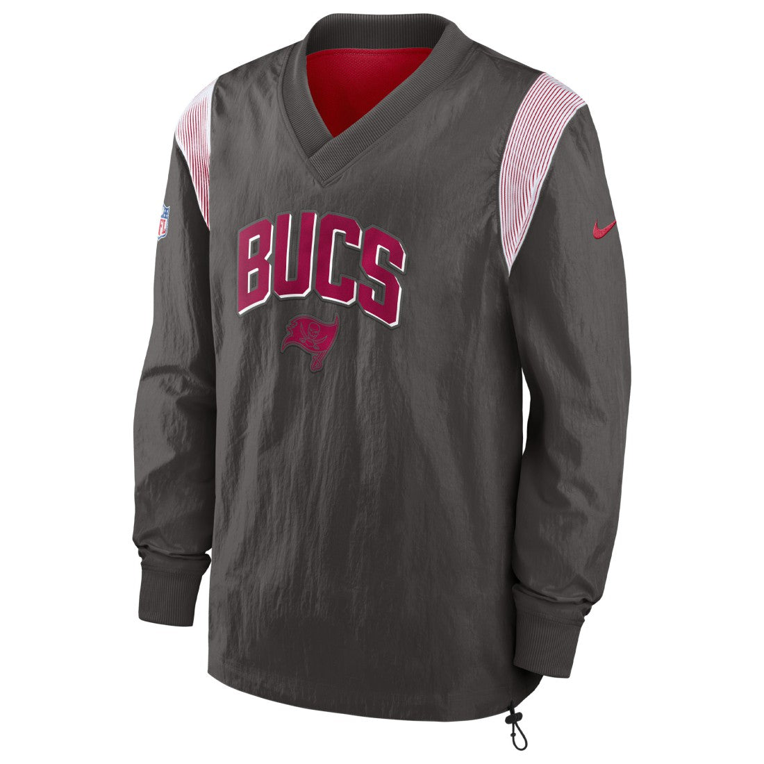 Tampa Bay Buccaneers Sideline Athletic Stack V-Neck Pullover Windshirt Jacket Pewter - Nike