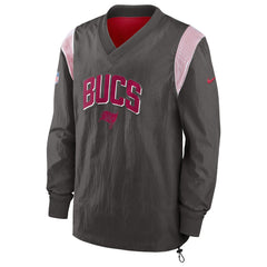 Tampa Bay Buccaneers Sideline Athletic Stack V-Neck Pullover Windshirt Jacket Pewter - Nike