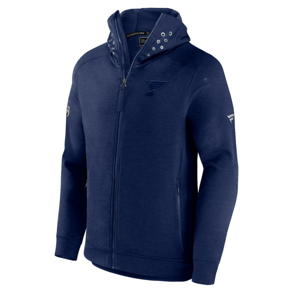 St. Louis Blues - Fanatics Authentic Pro Road Tech Lightweight Full-Zip Hoodie Jacket Navy