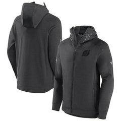 New Jersey Devils - Fanatics Authentic Pro Road Tech Lightweight Full-Zip Hoodie Jacket Charcoal