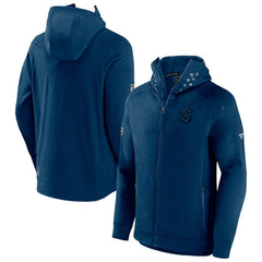 Seattle Kraken Fanatics Authentic Pro Road Tech Lightweight Full-Zip Hoodie Jacket Navy