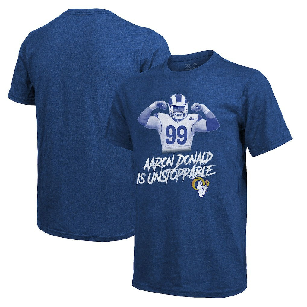 Aaron Donald Los Angeles Rams Majestic Threads Tri-Blend Player Graphic T-Shirt Royal - NFL