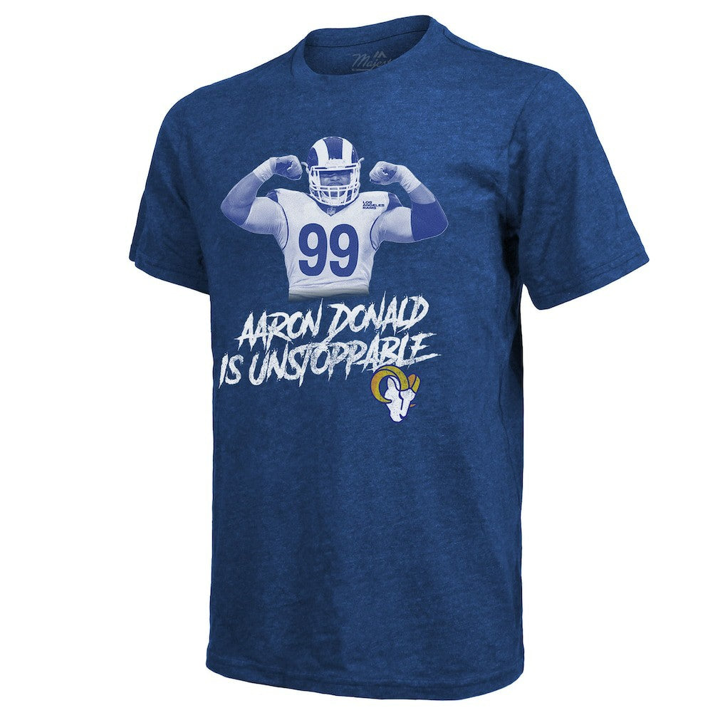 Aaron Donald Los Angeles Rams Majestic Threads Tri-Blend Player Graphic T-Shirt Royal - NFL